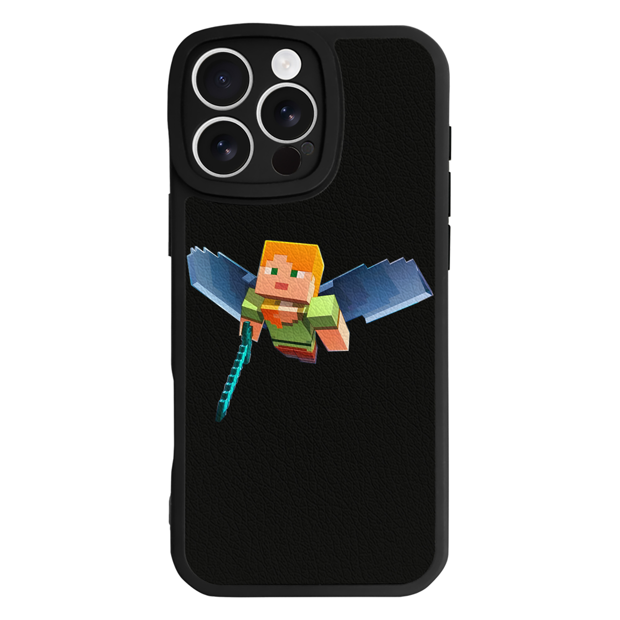 （画像用） マインクラフト ブロックの世界 Minecraft MC Block world 【iPhone 16シリーズ対応】シリコンスマホケース（レザー調） 材質：シリコン